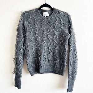 3.1 Phillip Lim Diamond Fringe Mohair Blend Sweater in gray size Small